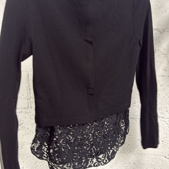 Theory Black Long Sleeve Lace Blouse - Zip Back Size Small Excellent Condition - Picture 3 of 4